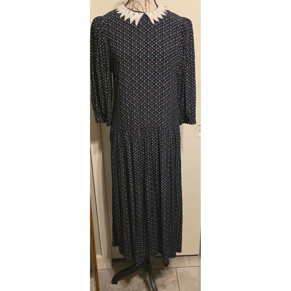 Vintage Jane Schaffhausen Belle France Cottagecore Midi Dress 12 Union Made USA